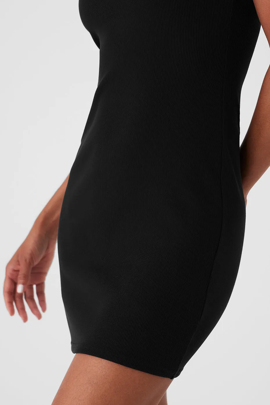 Goddess Ribbed Go-To Dress - Black