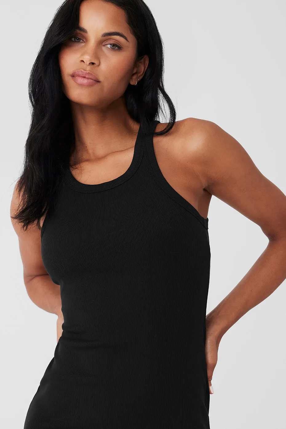 Goddess Ribbed Go-To Dress - Black