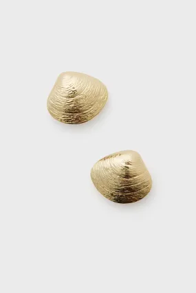 Gold Clam Shell Earrings