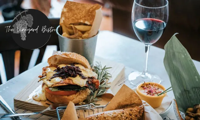 Gourmet Burgers with Dessert & Wine at Mellasat Vineyards Bistro