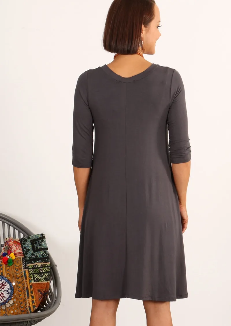 Half Sleeve Jersey Dress Dark Grey