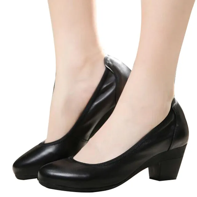 HEE GRAND Super Soft Flexible Pumps Shoes Women Clasiscal OL Pumps Spring Med Heels Offical Shoes Size 32-43  XWD2516