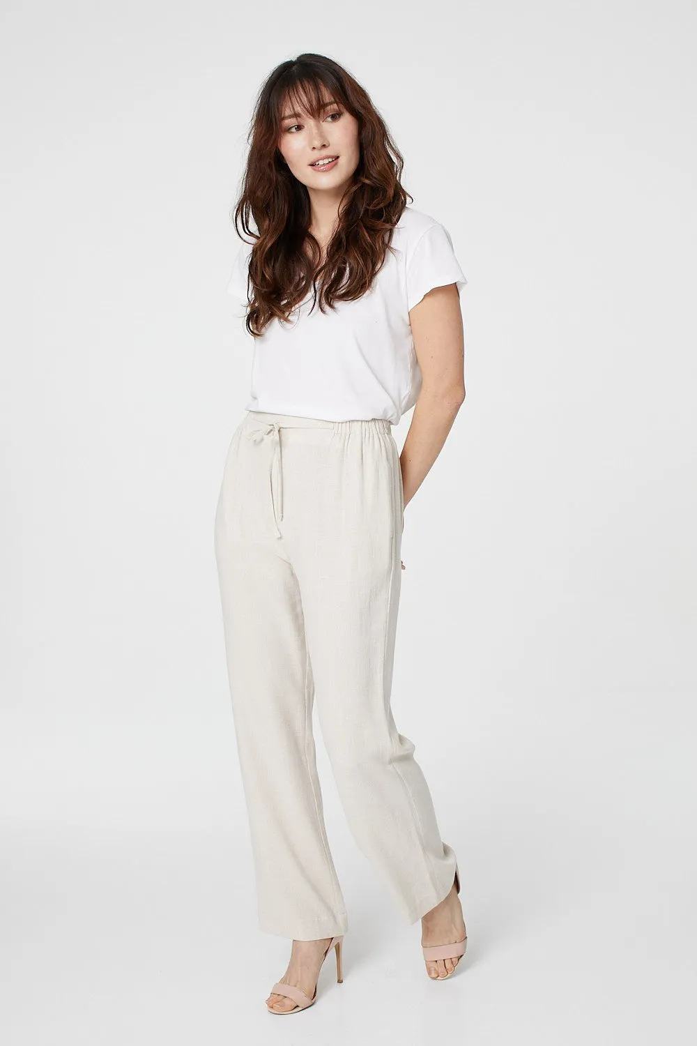 High Waist Wide Drawstring Trousers