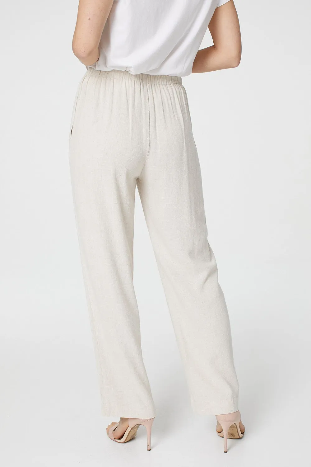 High Waist Wide Drawstring Trousers