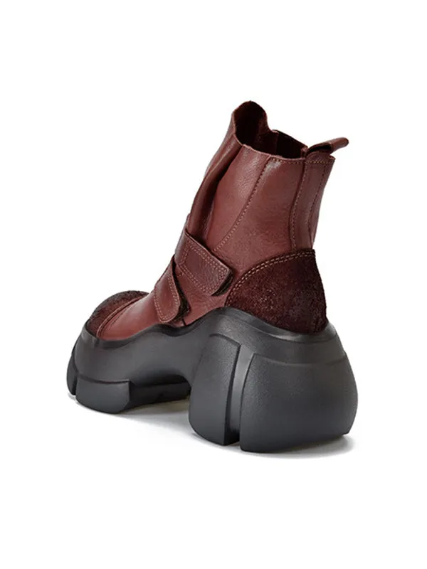 Hook&Loop Round-Toe Platform Boots