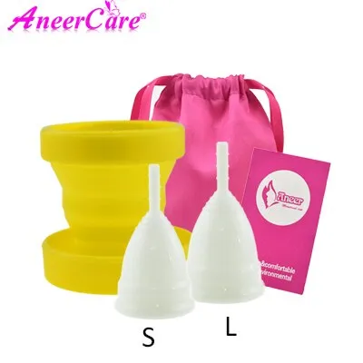 Hot Sale Vaginal Menstrual Cup and Sterilizer Cup Sterilizing Collapsible Cups Flexible to Clean Recyclable Camping Foldable Cup