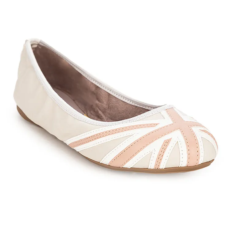 JACQUI Ballet Flat Shoes - Grey/Peach/White