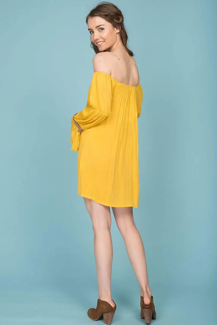 Jaelyn Tube Top Tassel Dress Yellow Mustard