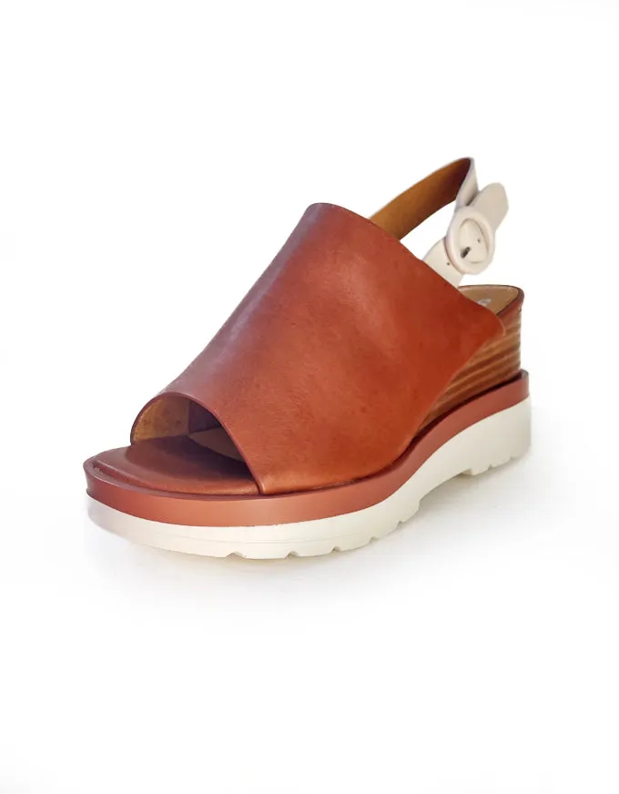 Jara Wedges Brandy Leather