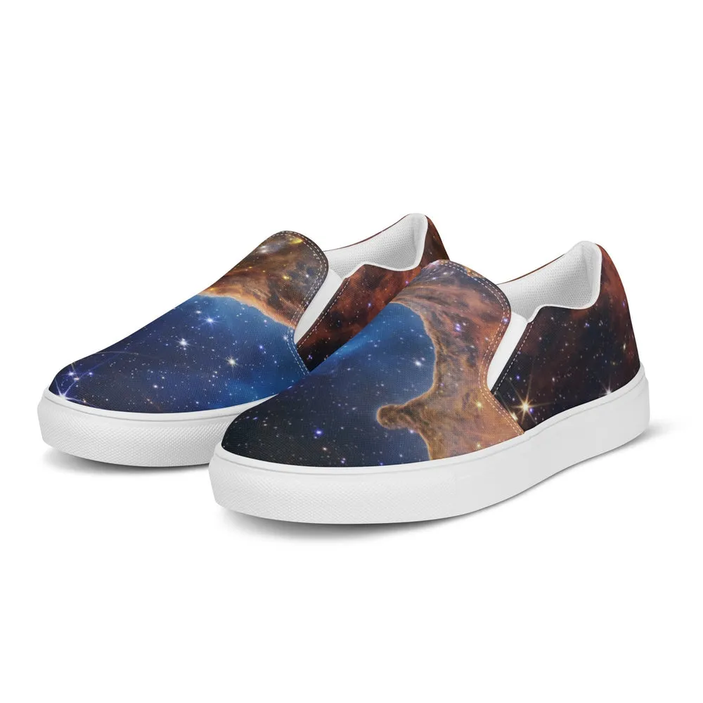 JWST Cosmic Cliffs Carina Nebula Canvas Slip-On Shoes (Men's Sizing)