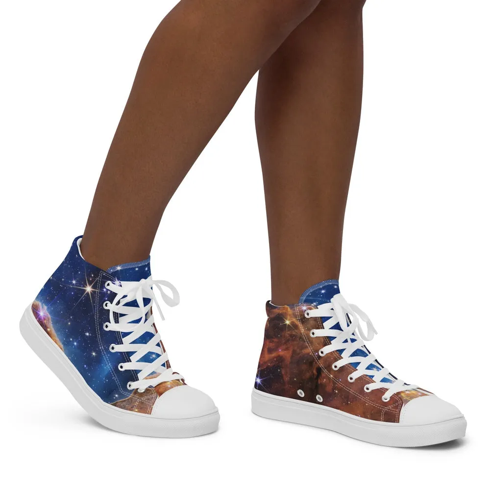 JWST Cosmic Cliffs Carina Nebula High Top Canvas Sneakers (Women's Sizing)