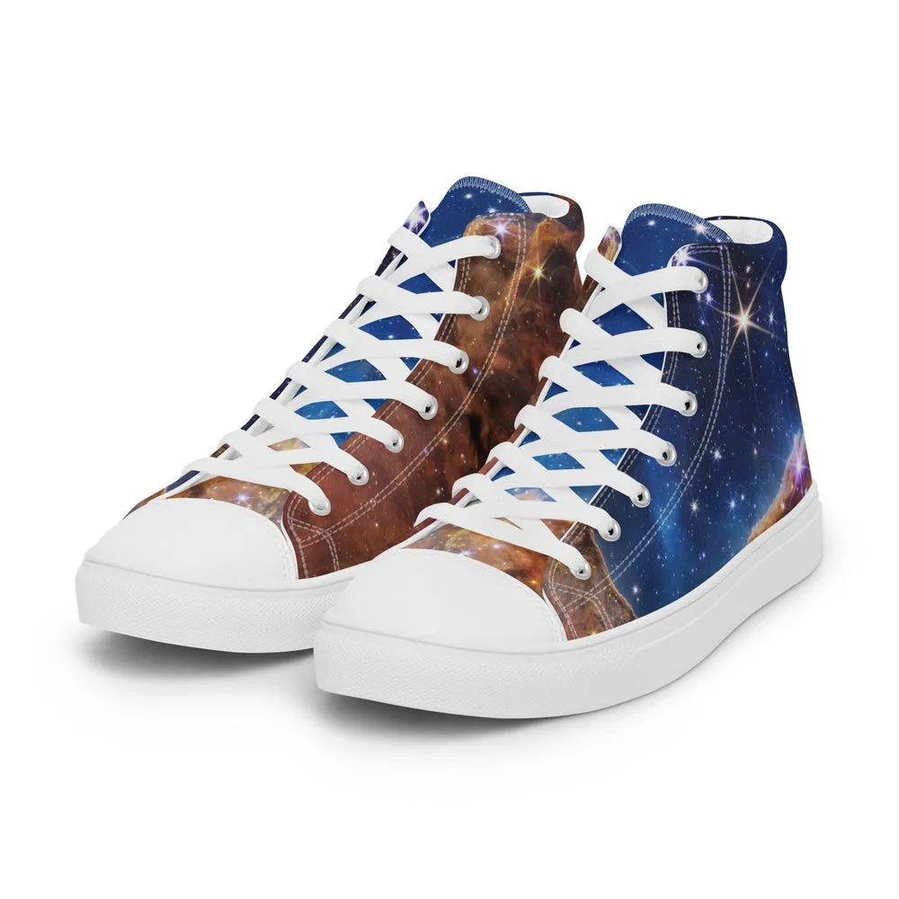 JWST Cosmic Cliffs Carina Nebula High Top Canvas Sneakers (Women's Sizing)