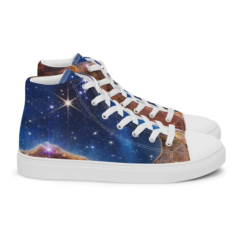 JWST Cosmic Cliffs Carina Nebula High Top Canvas Sneakers (Women's Sizing)