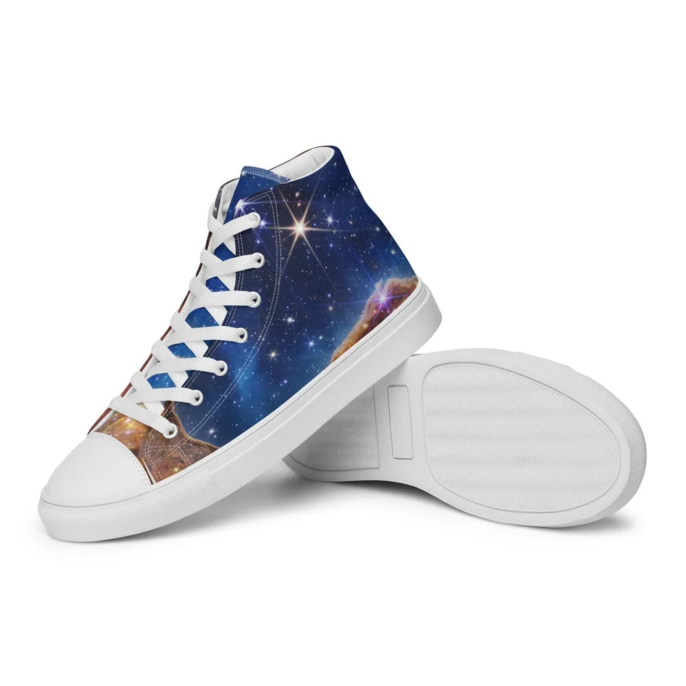 JWST Cosmic Cliffs Carina Nebula High Top Canvas Sneakers (Women's Sizing)