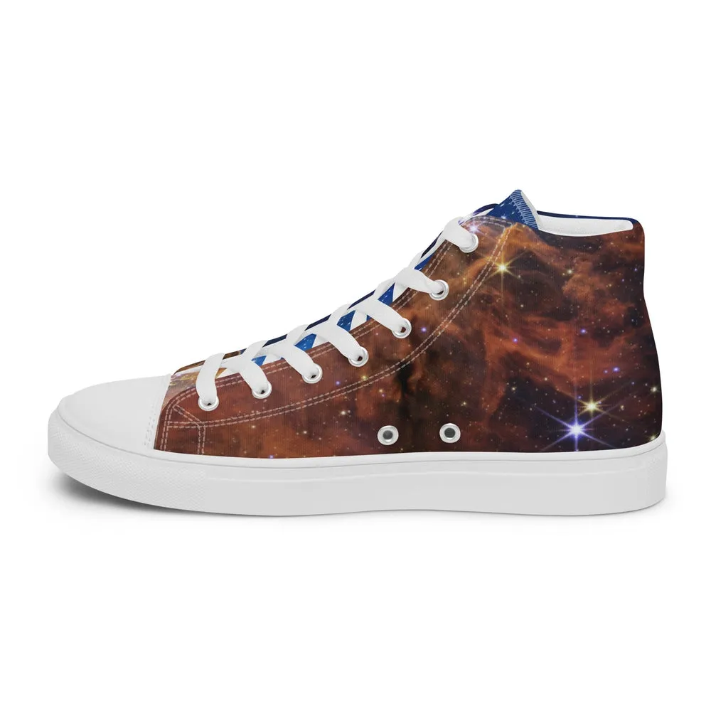 JWST Cosmic Cliffs Carina Nebula High Top Canvas Sneakers (Women's Sizing)