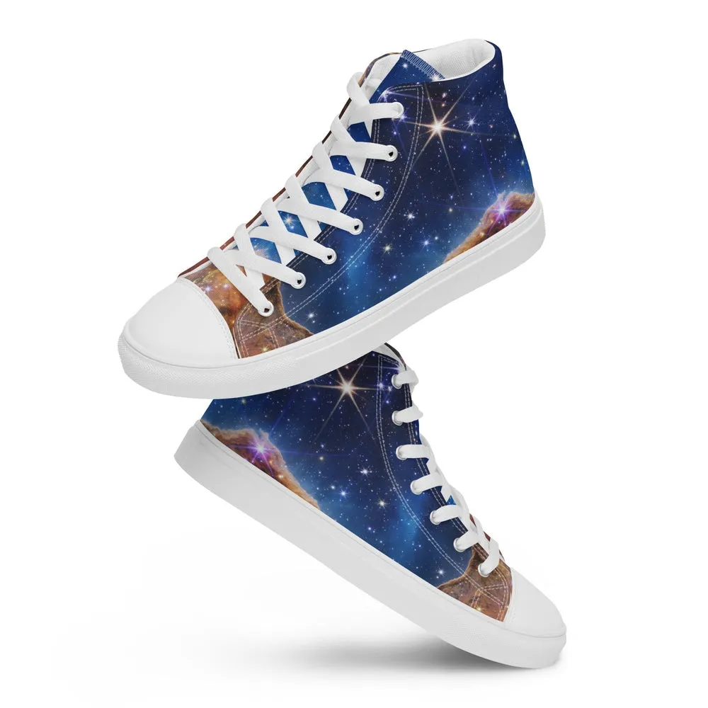 JWST Cosmic Cliffs Carina Nebula High Top Canvas Sneakers (Women's Sizing)