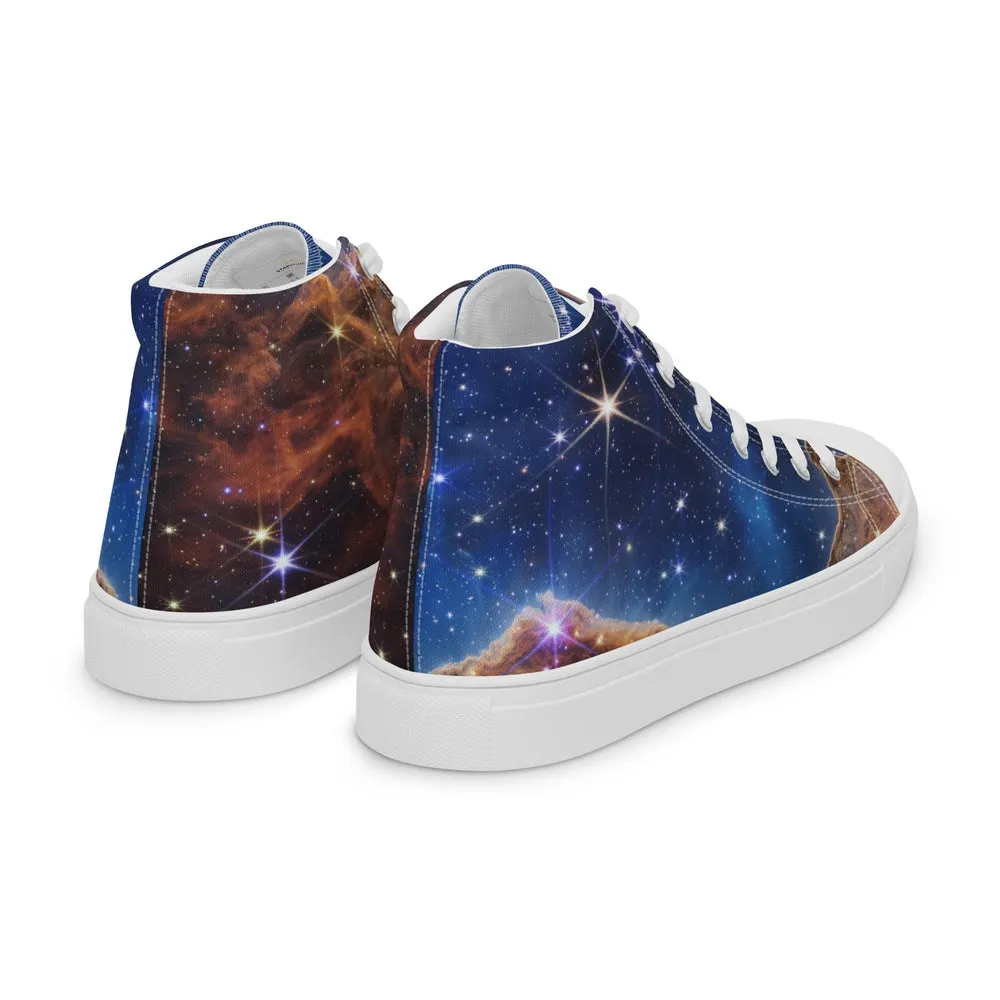 JWST Cosmic Cliffs Carina Nebula High Top Canvas Sneakers (Women's Sizing)