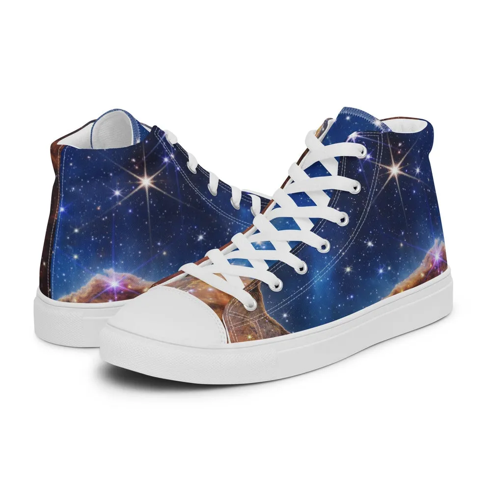 JWST Cosmic Cliffs Carina Nebula High Top Canvas Sneakers (Women's Sizing)