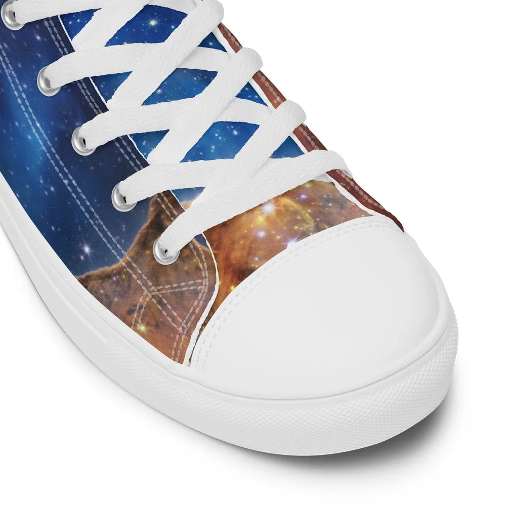 JWST Cosmic Cliffs Carina Nebula High Top Canvas Sneakers (Women's Sizing)