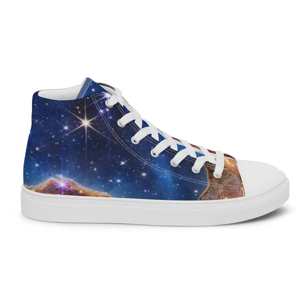 JWST Cosmic Cliffs Carina Nebula High Top Canvas Sneakers (Women's Sizing)