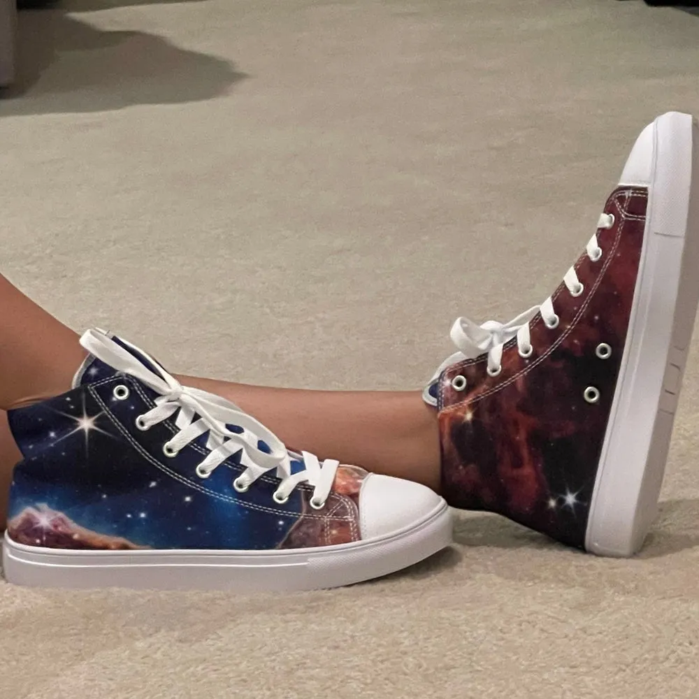 JWST Cosmic Cliffs Carina Nebula High Top Canvas Sneakers (Women's Sizing)