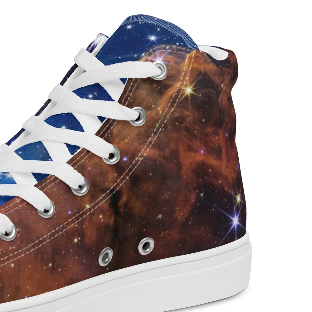 JWST Cosmic Cliffs Carina Nebula High Top Canvas Sneakers (Women's Sizing)