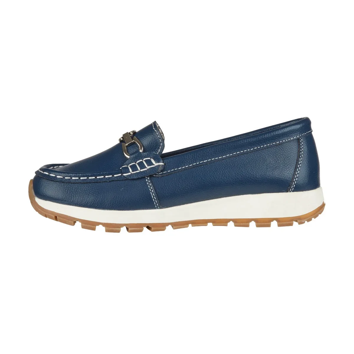 Ladies Leather Slip on Navy Shoes Ipanema Flat Jo & Joe