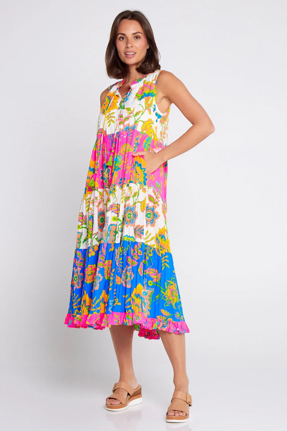 Le Monre Sleeveless Dress - Fluro Floral Print