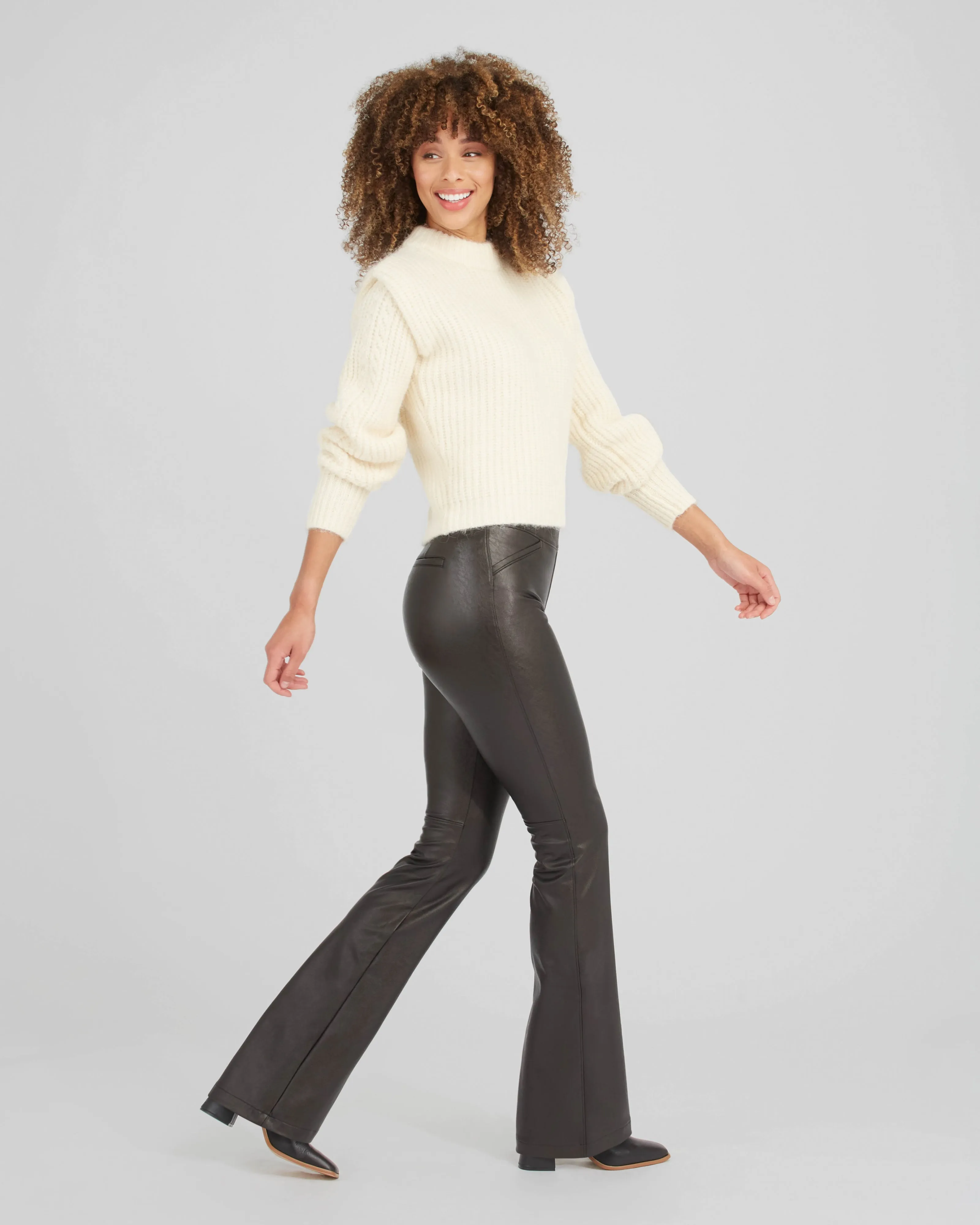 Leather-Like Flare Pant