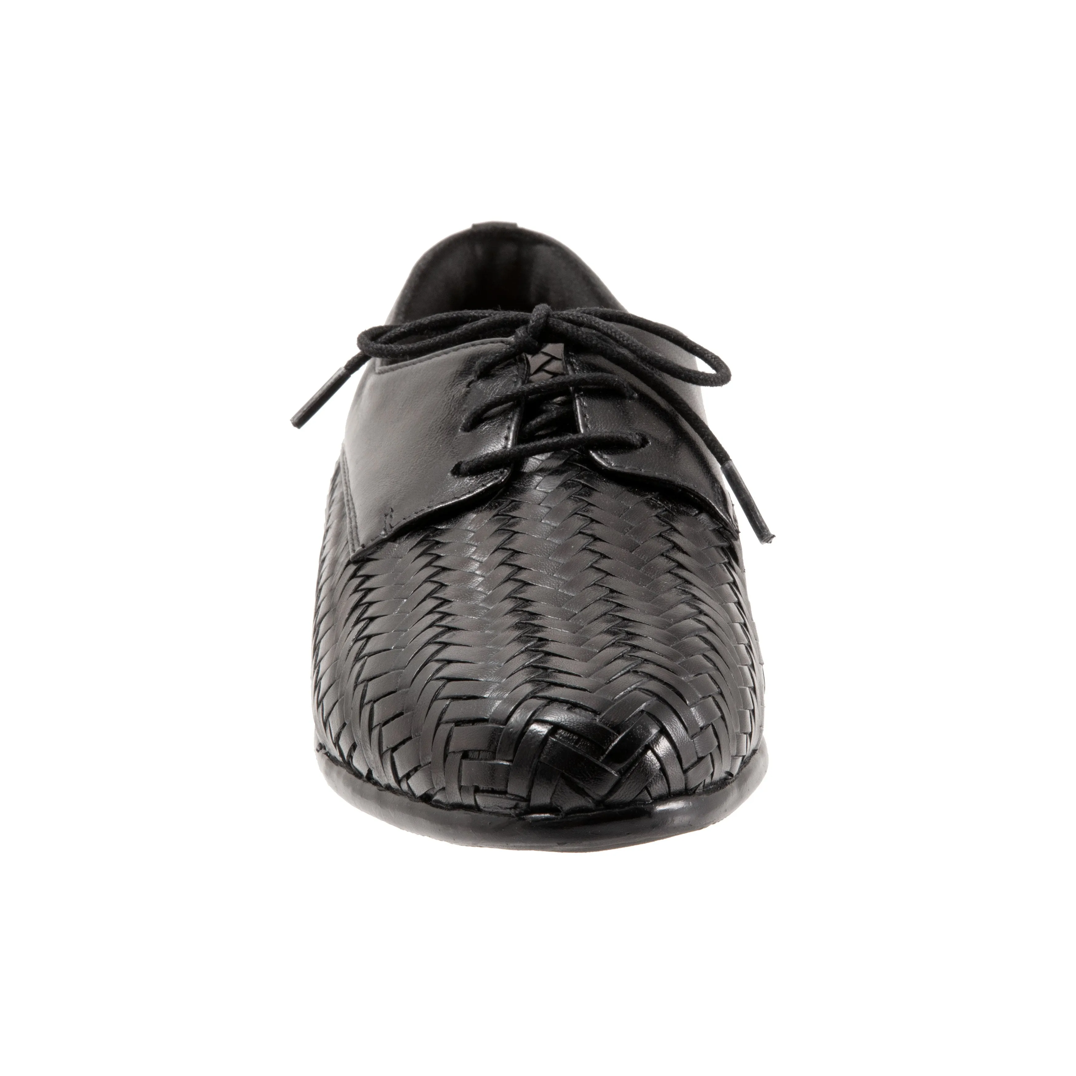 Lizzie Herringbone Black Lace up Shoes