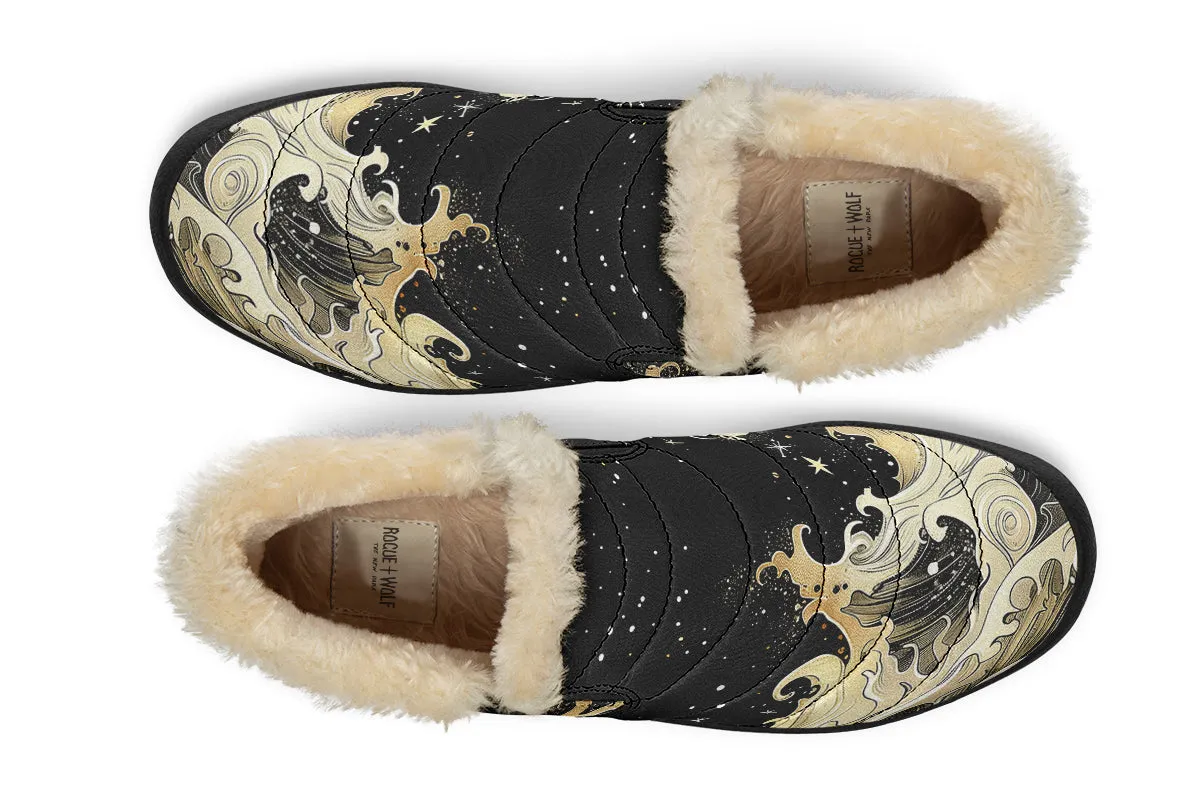 Lunar Tide Winter Sneakers - Warm & Easy Slip-On Shoes Lined with Vegan Wool with Anti-Slip Soles