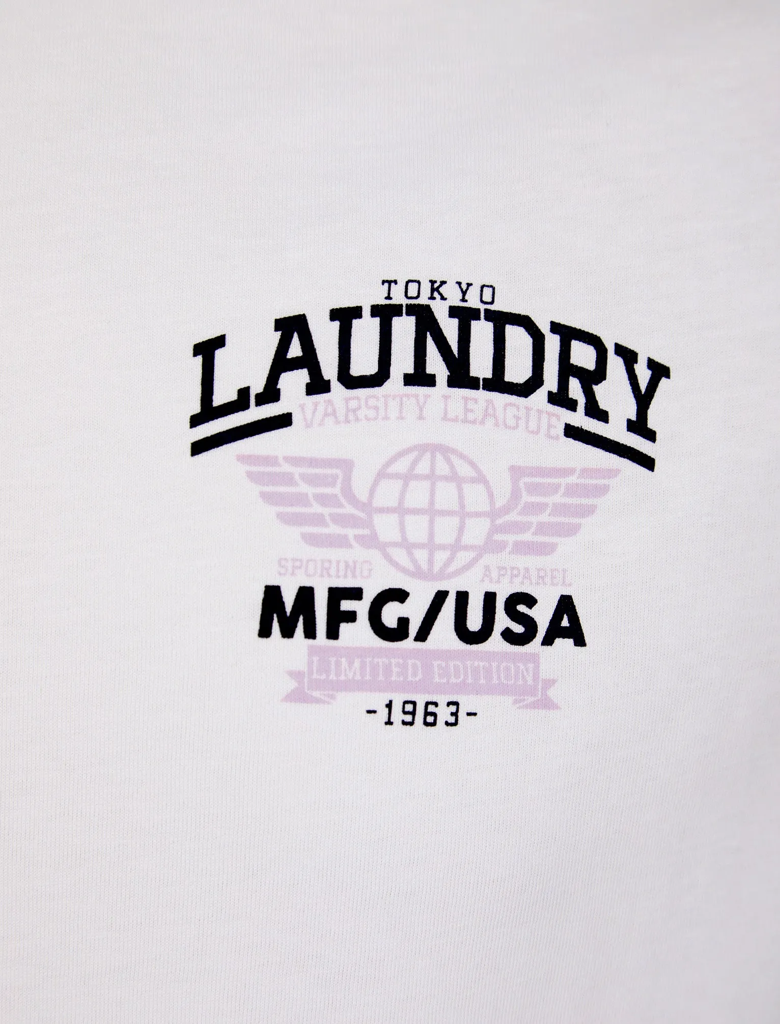 Makita Baseball Style Raglan Sleeve Cotton Jersey Crew Neck T-Shirt in Lilac Breeze - Tokyo Laundry