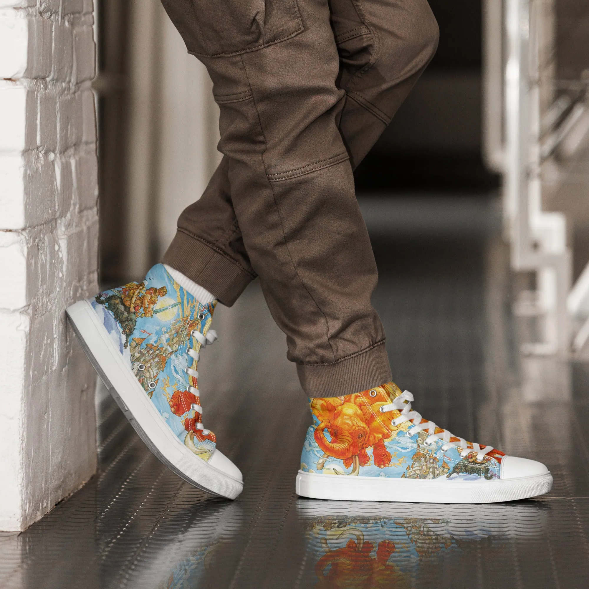 Men’s Fifth Elephant High Top Canvas Shoes - Free Shipping *US SIZES SHOWN! USE CHART!