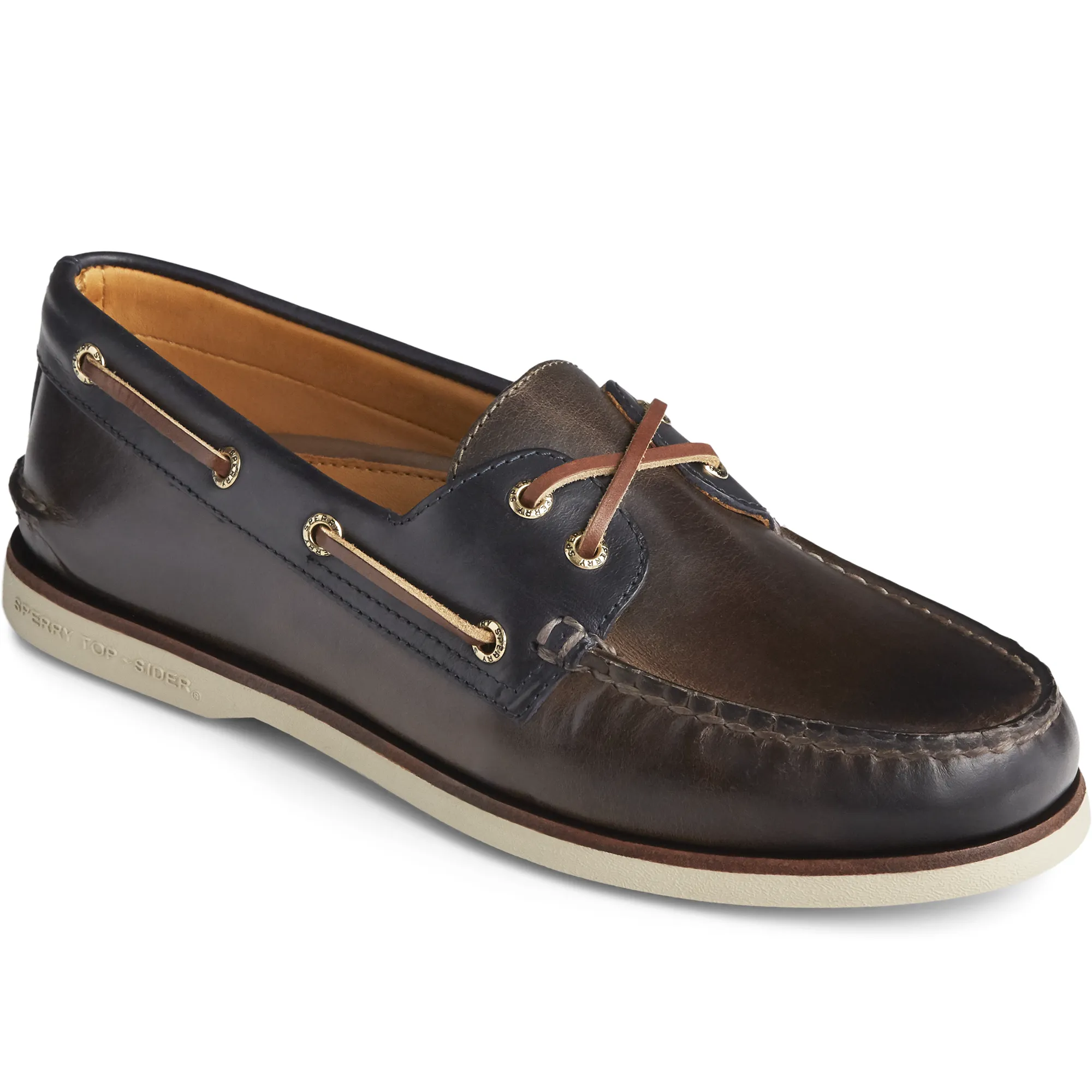 Men's Gold Cup Ao 2-Eye Revenge Soft Fossil/ Blue Boat Shoes (STS22142)