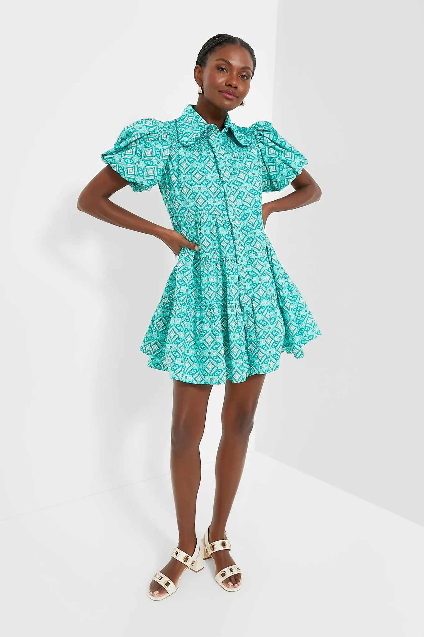 Mint Green Geo Floral Graham Mini Dress