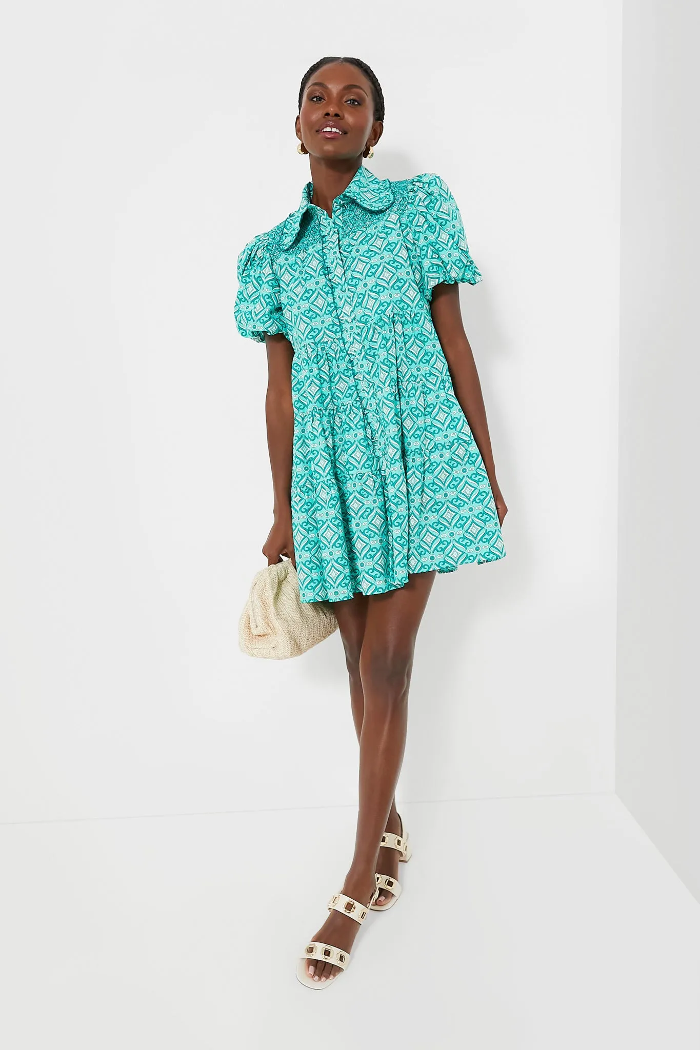 Mint Green Geo Floral Graham Mini Dress