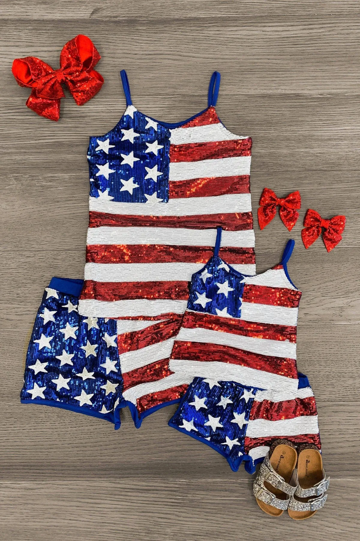 Mom & Me - Patriotic Sequins Tank Short Set