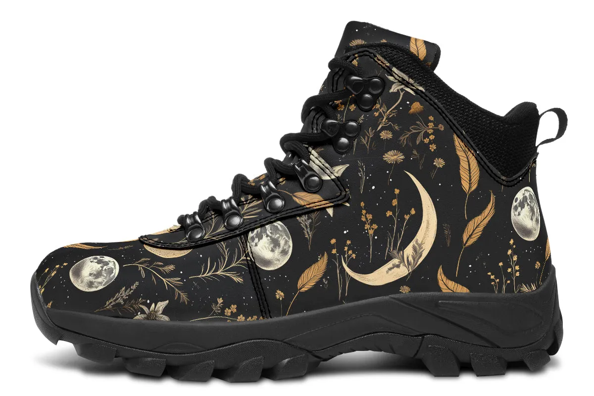 Moonlit Botanica Outdoor Boots - Water Resistant Vegan Leather Trekking Shoes with Durable Soles