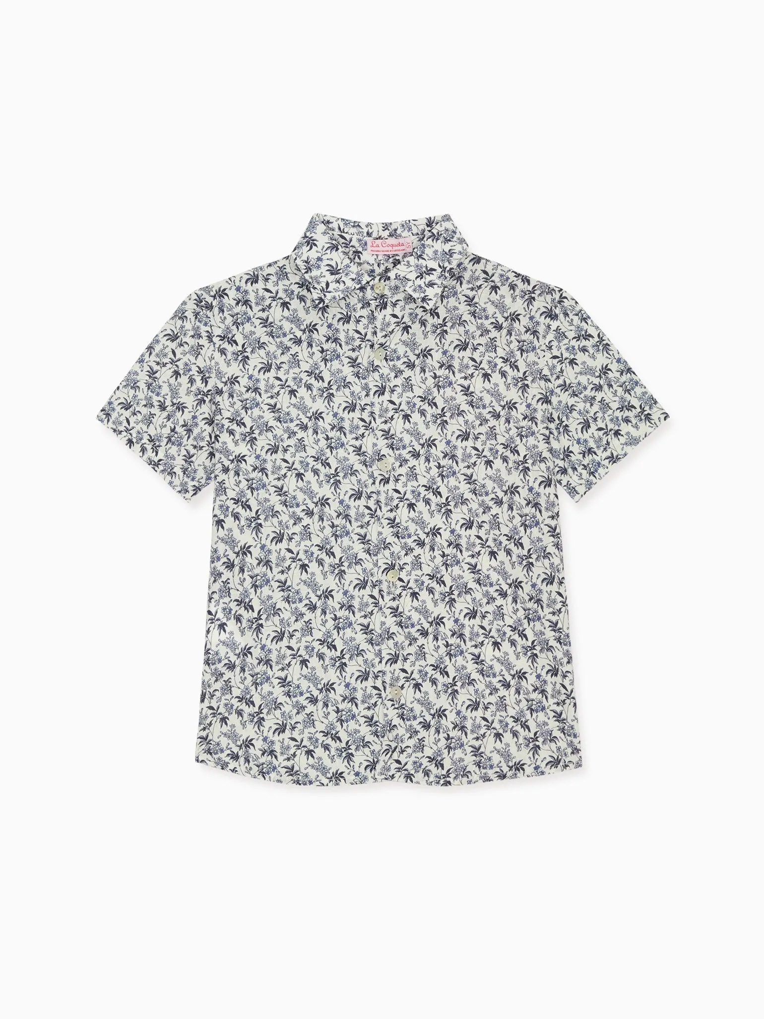 Navy Floral Francisco Linen Mix Boy Shirt