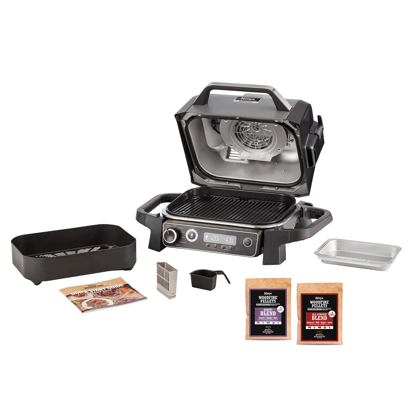 Ninja Woodfire 2400W Outdoor Electric BBQ Grill & Smoker - Grey & Black (Bundle Offer)