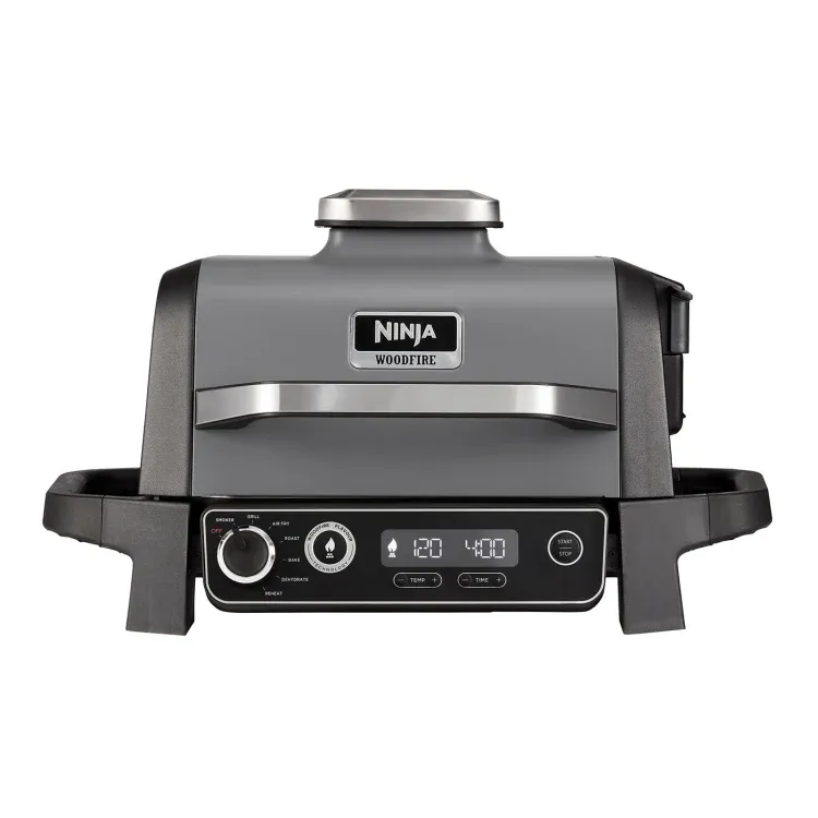 Ninja Woodfire 2400W Outdoor Electric BBQ Grill & Smoker - Grey & Black (Bundle Offer)