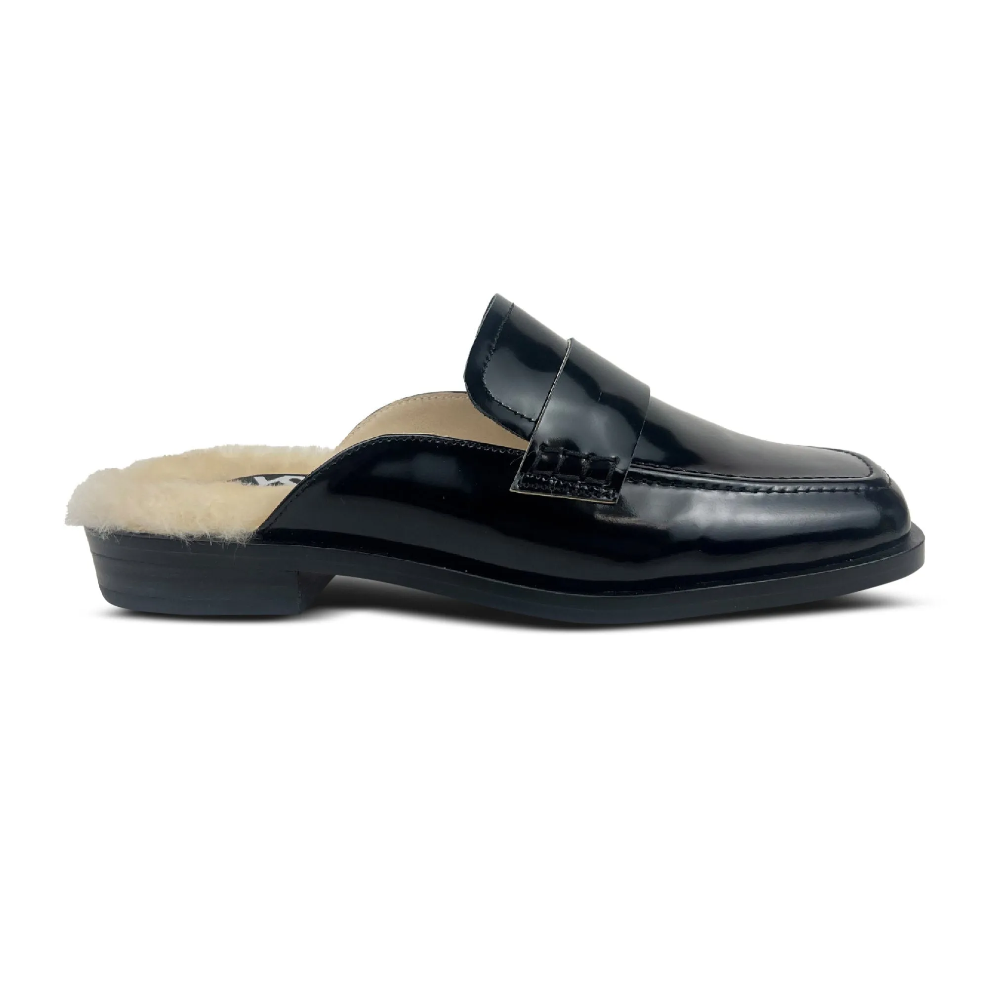 Odessa Loafer Mule in Black Leather