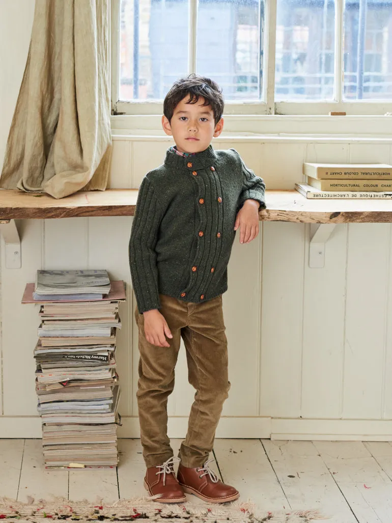 Olive Bolo Merino Boy Cardigan