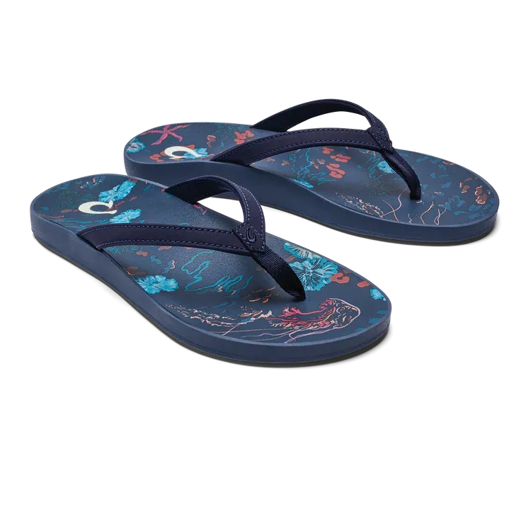 Olukai "Puawe" Midnight Navy/Barrier Reef Women's Beach Sandals