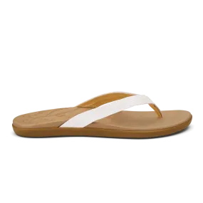 Olukai Women's Honu Leather Sandal  - Bright White/Golden Sand 20436-WBGS