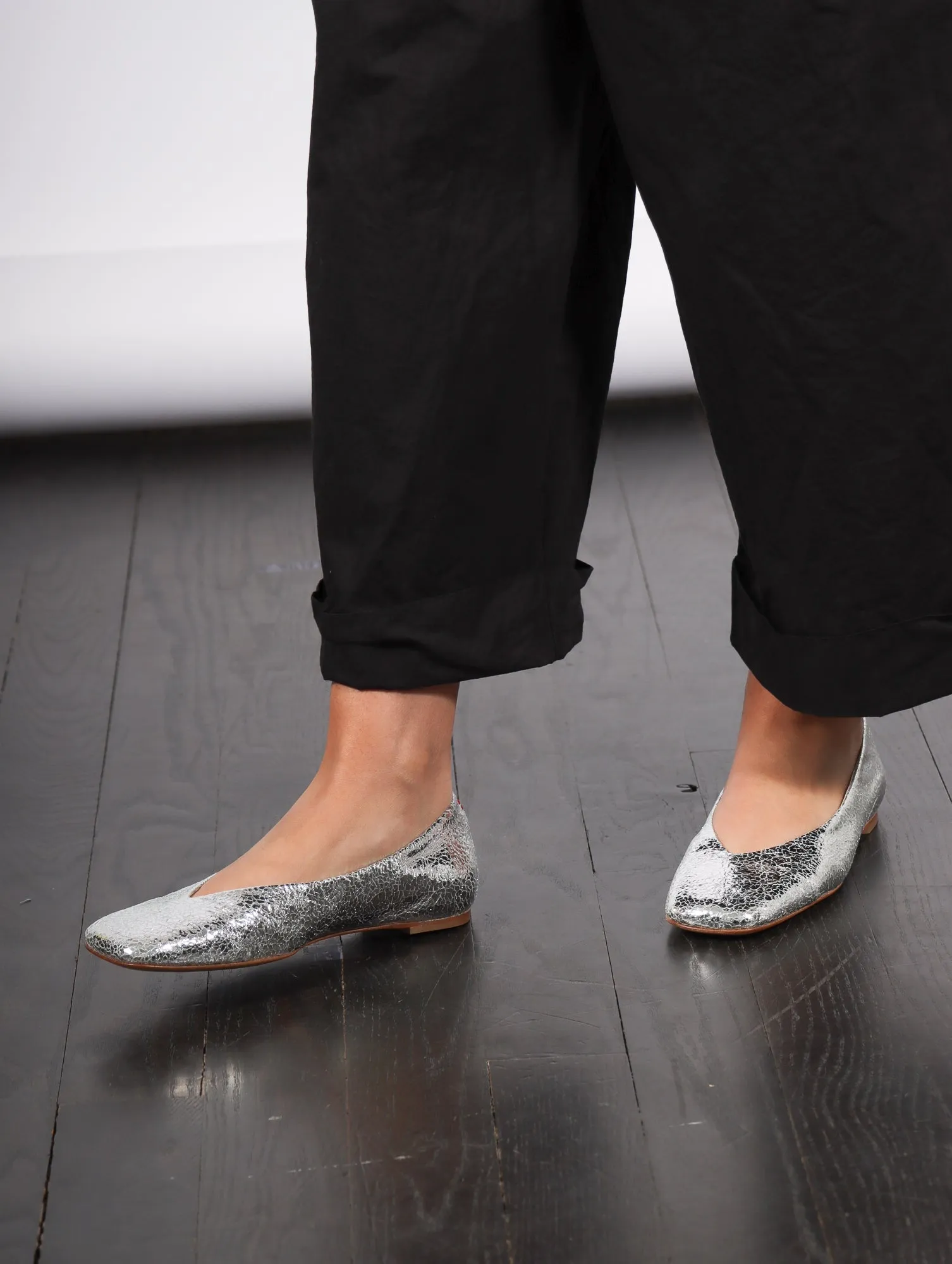 Page Ballet Flat in Silver by Halmanera