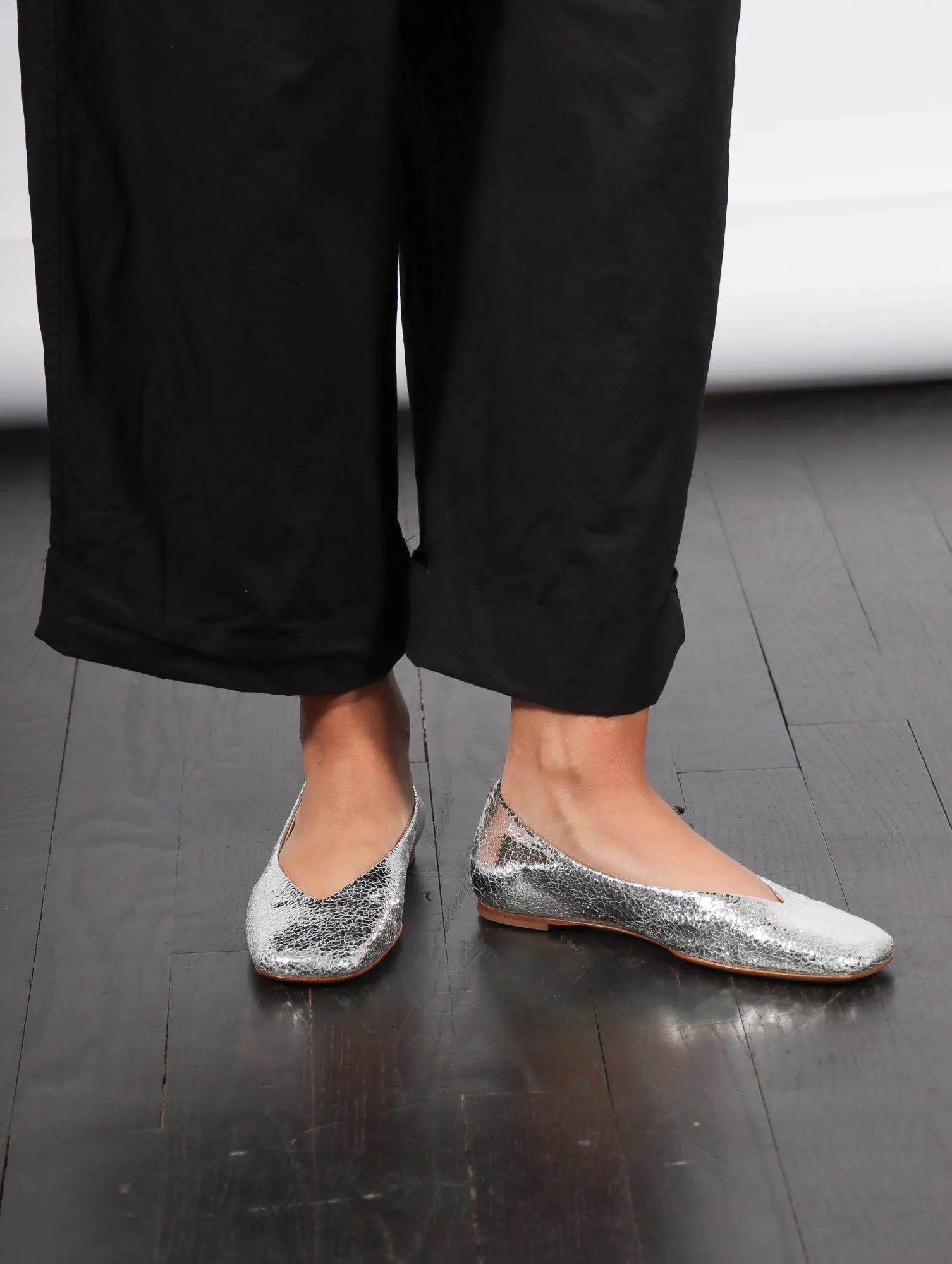 Page Ballet Flat in Silver by Halmanera