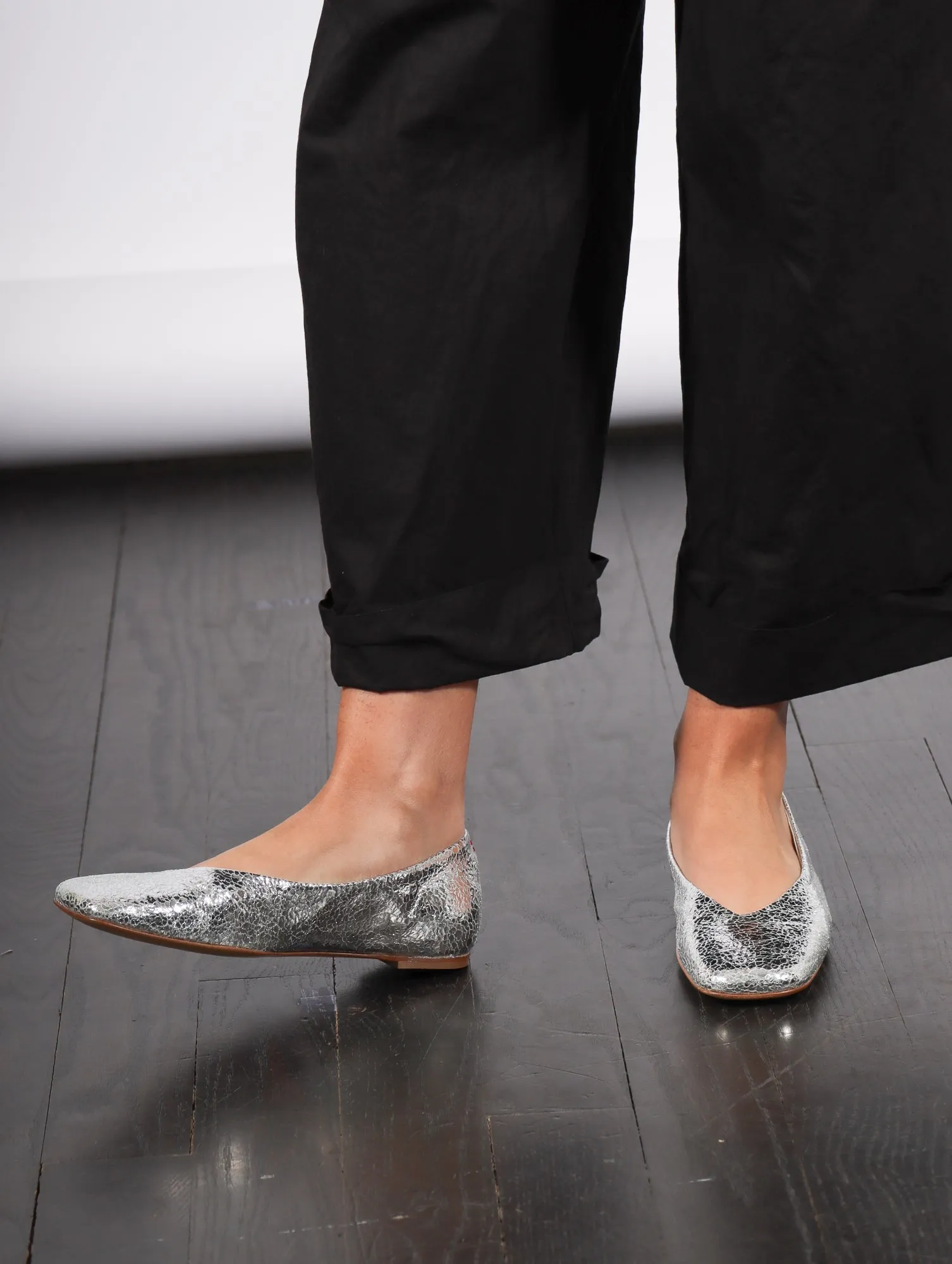 Page Ballet Flat in Silver by Halmanera