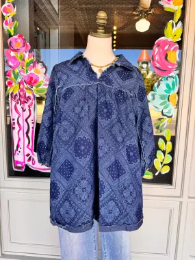 Paisley Denim Top