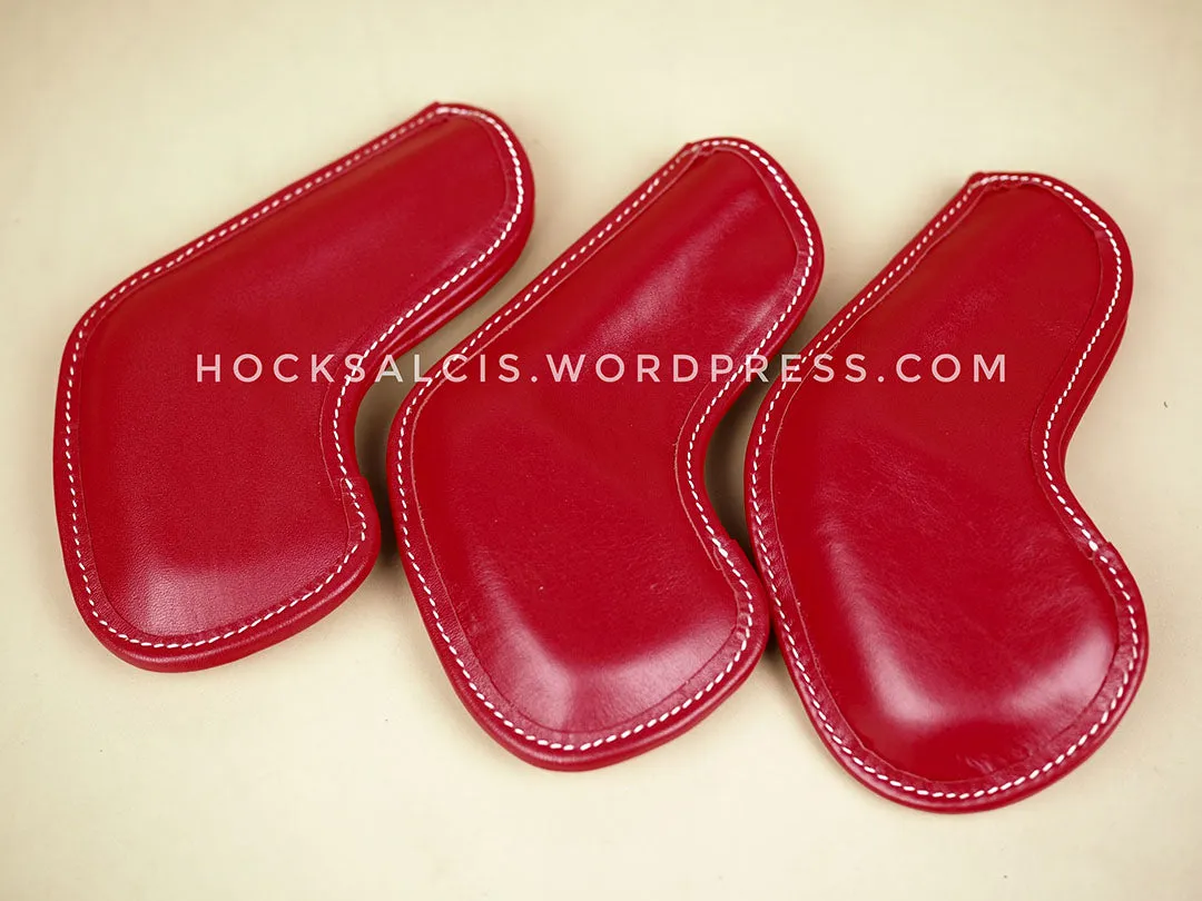 Personalized custom leather golf club head covers red